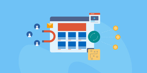Customer conversion strategy, content marketing and e-business revenue concept.