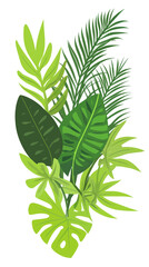 Naklejka premium Tropical Jungle Leaves Vector Illustration in Minimalist Flat Design