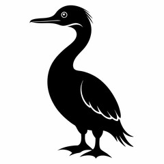 Clean Cormorant Bird Silhouette Design