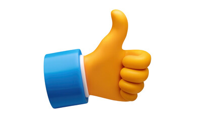 Thumbs Up Like Icon 3D Cartoon Style Illustration on White Background
