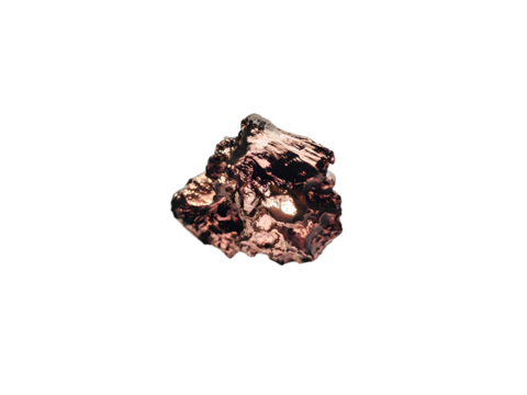 native pure red copper mineral closeup isolated on white background