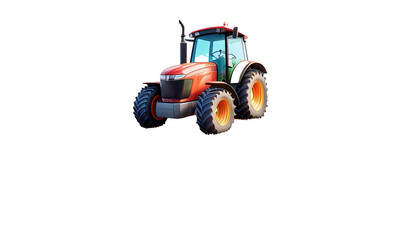 Tractor on a Farm Field 3D Cartoon Style Illustration on White Background