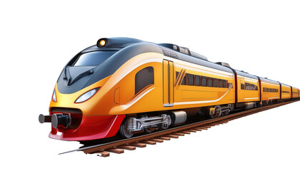 Train on Railway Track 3D Cartoon Style Illustration on White Background