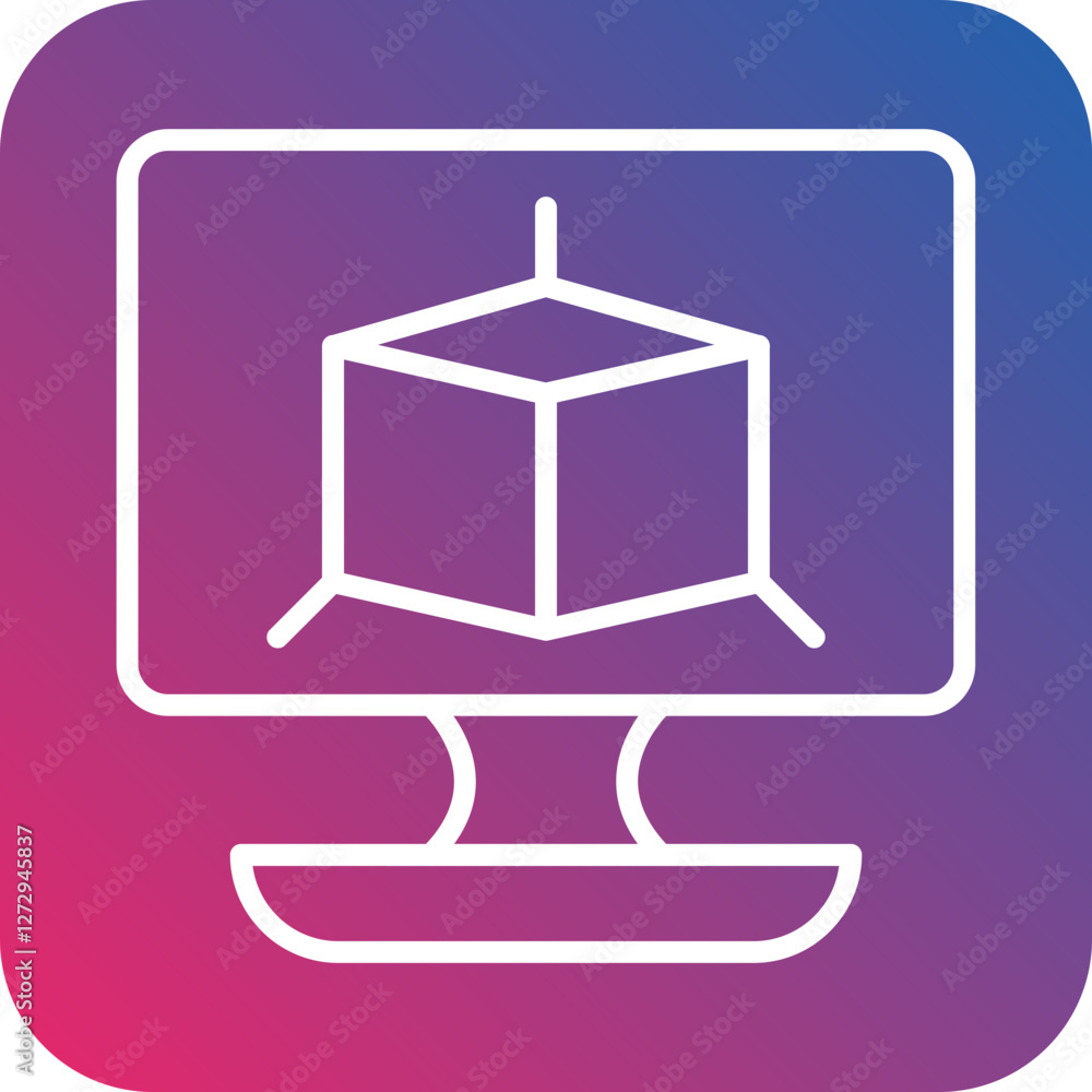 Poster 3d modeling icon style