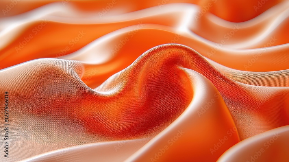 Poster closeup view of elegant white and orange fabric textures with intricate patterns