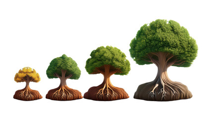 Tree of Life Evolution Chart 3D Cartoon Style Illustration on White Background