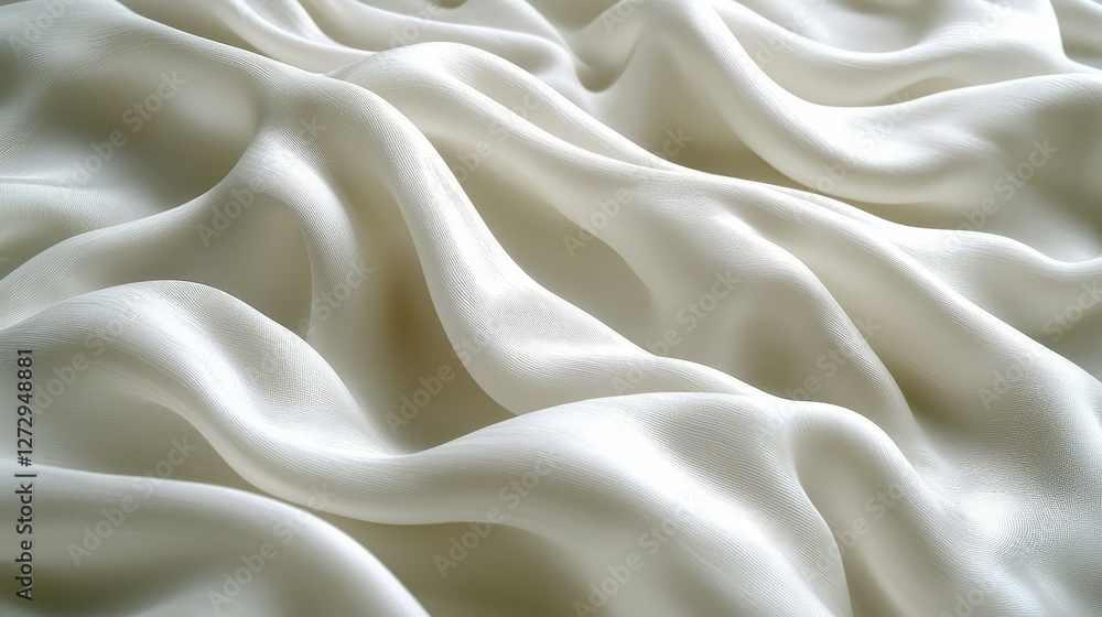 Poster closeup view of a soft white fabric sheet emphasizing texture and detail