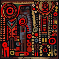 Obraz premium Primitivism Geometric Patterns Abstract Overlays