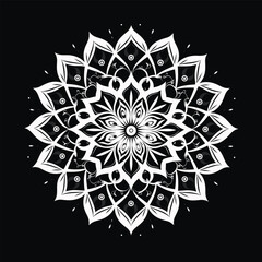 Minimalist Black and White Mandala Design with Islamic Art Inspiration
