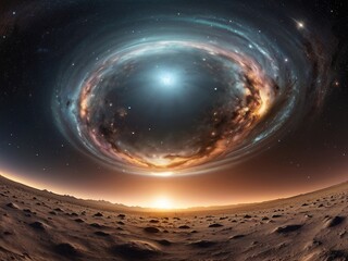 360 degree equirectangular projection space background with nebula and stars, environment map. HDRI spherical panorama