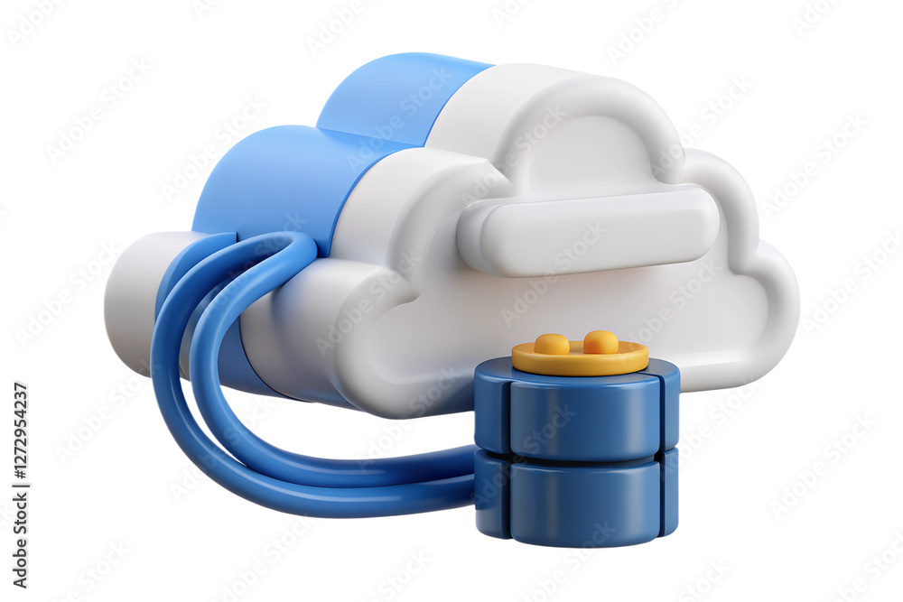 Poster 3d render of cloud computing server database and network connection