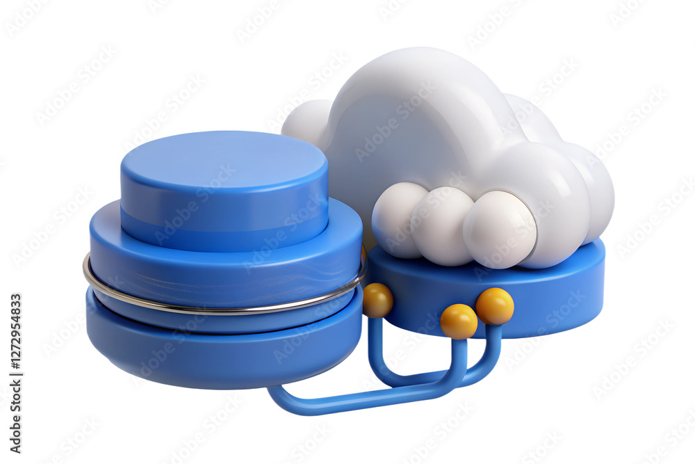 Poster 3d render of abstract cloud computing network system