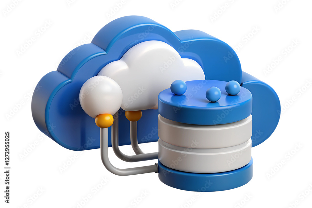 Poster 3d render of cloud computing and database connection