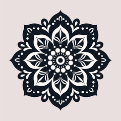 Minimalist Black and White Mandala Design with Islamic Art Inspiration
