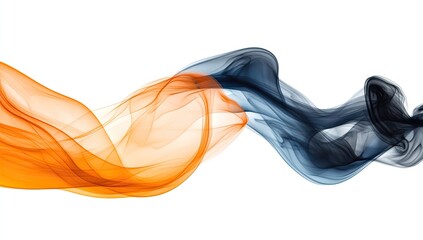 Abstract swirling smoke, vibrant colors, white background, design element