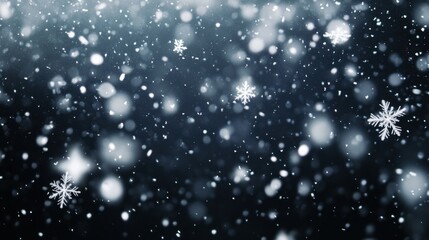 Obraz premium Snowfall Background with Flurries and Snowflakes on Dark Surface