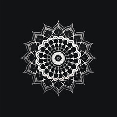 Classic Black and White Mandala Background with Islamic Art Influence
