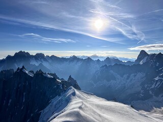 Snow covered mountains in the france alps Mount Blanc