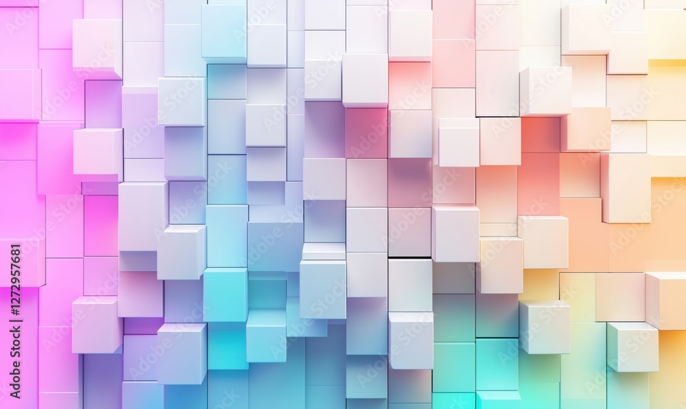 Poster colorful 3d cubes background with gradient shades and abstract design elements