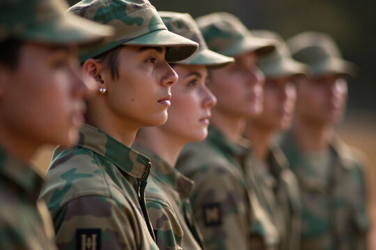 military personnel in camouflage uniforms in formation