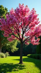 Eucalyptus tree in a garden with blooming branches, gardens, blossom
