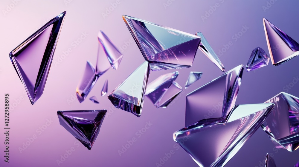 Canvas Prints abstract geometric shapes floating in air with purple background