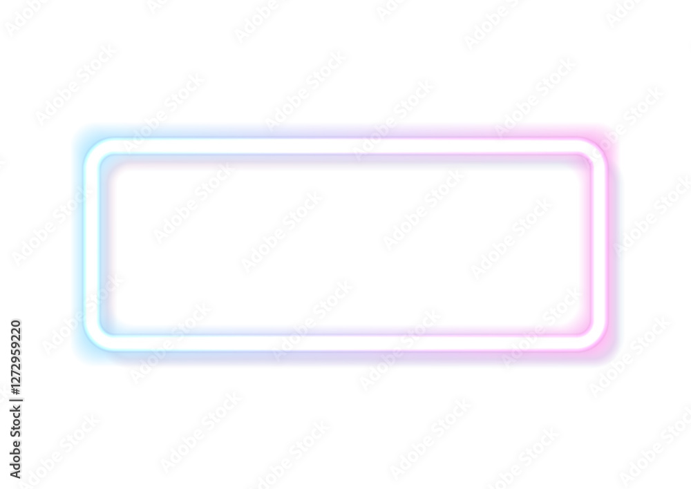Poster blue and pink rectangle neon frame. technology retro sci-fi abstract futuristic background. vector p