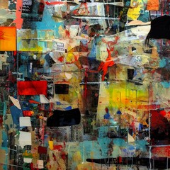 Fototapeta premium Abstract Expressionism Colorful Chaos Backgrounds