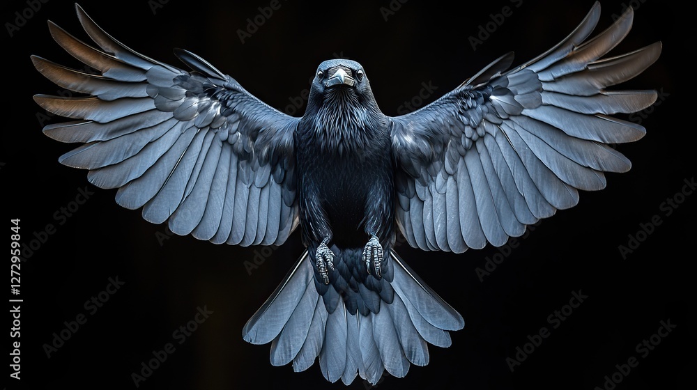 Aufkleber high resolution image of a crow with wings slightly spread isolated on a transparent background perf