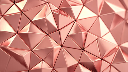 Shiny rose gold metallic texture with geometric triangular patterns