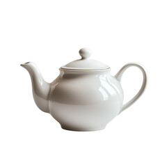 Classic white teapot isolated on transparent background