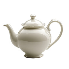 Classic white teapot isolated on transparent background