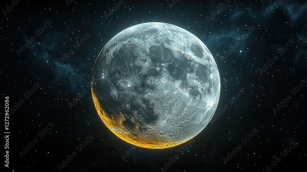 Poster high resolution png image of a full moon with transparent background for digital art and design proj