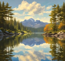 Naklejka premium Illustration of travel landscape.