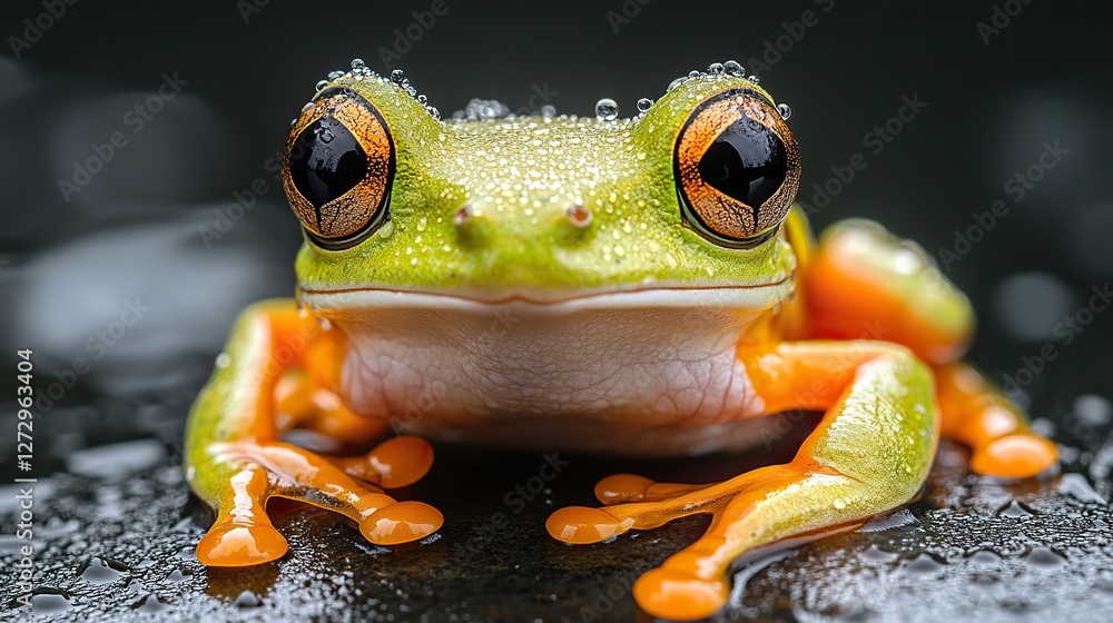 Poster high resolution png of a white lipped tree frog with transparent background for design and creative 