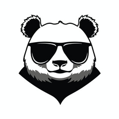 a stylized drawing of a panda's head wearing sunglasses. It's a simple, black and white design with a cool and modern feel! The panda looks like it's trying to be a bit mysterious with those shades.