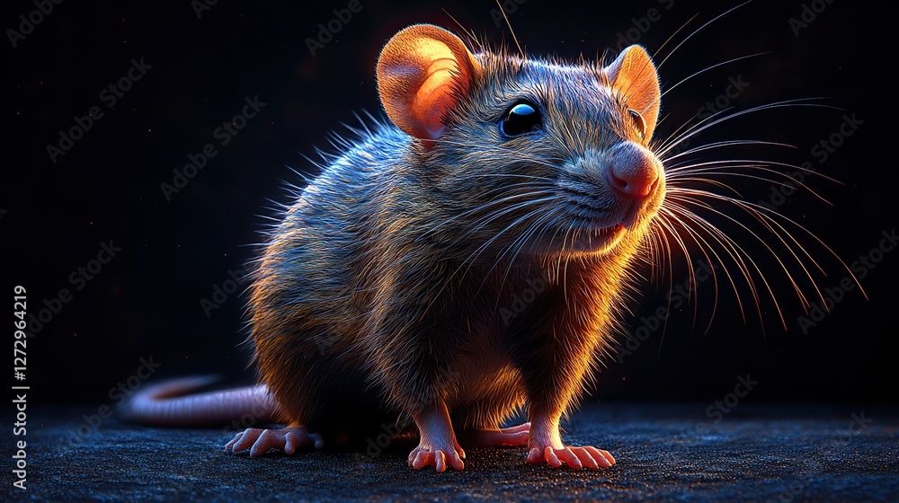 Poster high resolution rat isolated on transparent background for realistic wildlife illustrations and educ