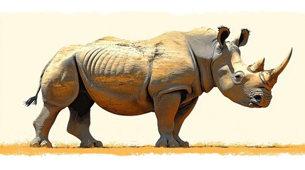 Fototapeta premium high resolution rhinoceros isolated on transparent background ideal for wildlife conservation themes educational projects and nature inspired illustrations featuring majestic african animal designs