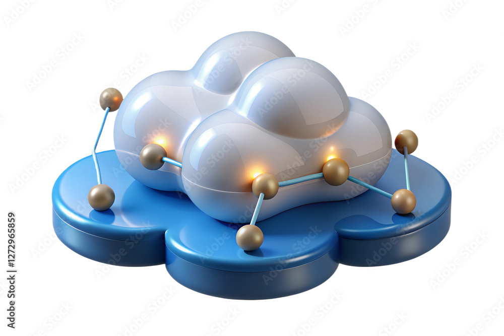 Poster 3d render of cloud computing network with connections