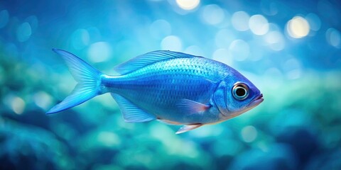 Fototapeta premium Deep blue calm, single fish. Subtle aquatic elegance.