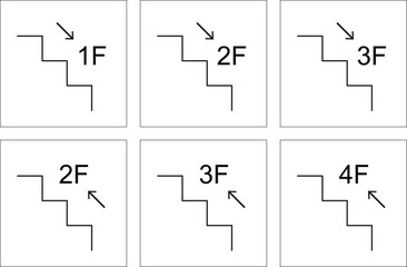 階段の踊り場にある階層のサイン シンプルなベクターイラスト