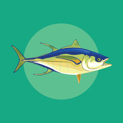 Tuna fish vector cartoon art illustration sea animal, fish drawing
