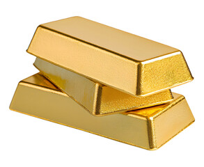 Gold bar isolated on transparent background.