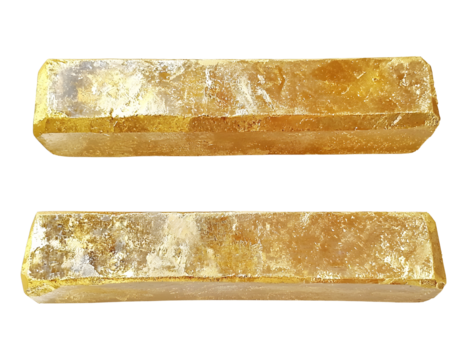 Gold bar isolated on transparent background.