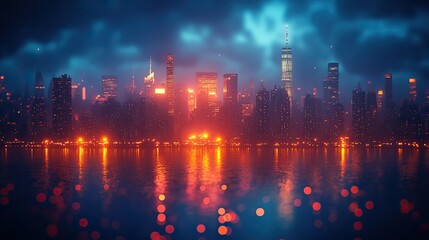 illuminated night cityscape vintage toned bokeh lights and shadows creating abstract urban backdrop