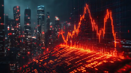 impact of economic recession on business financial stability with bankrupt graph illustrating decline and financial crisis in modern market environment