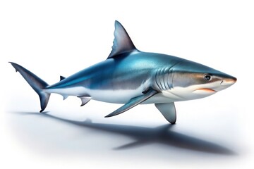 Fototapeta premium Isolated shark, pristine white. Ocean's minimalist predator, captured.