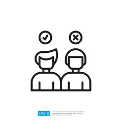 Minimalist Icon Representing Agreement And Disagreement Between Two People