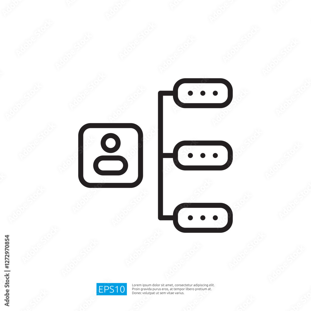 Poster minimalist icon representing user profile with data connections and network lines