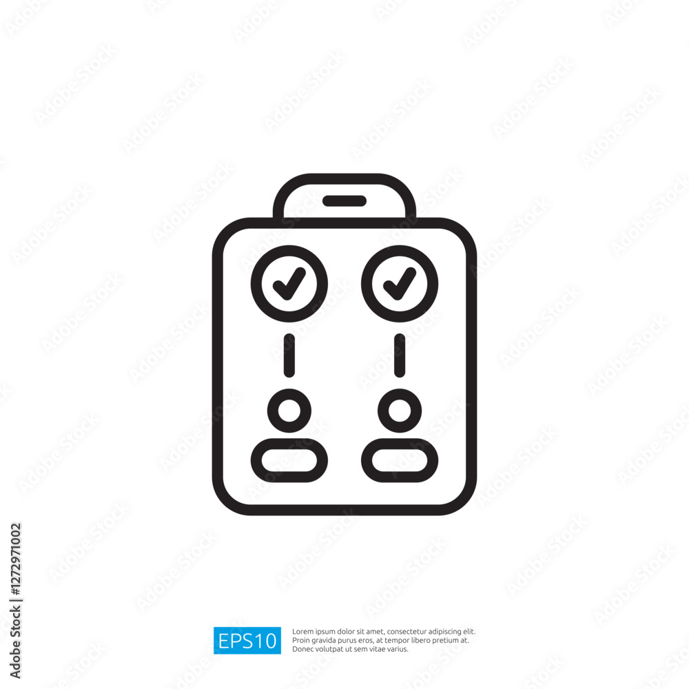 Poster minimalist icon of checklist document with two checkboxes and simple design. illustrative style. tas